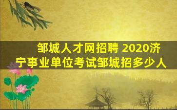 邹城人才网招聘 2020济宁事业单位考试邹城招多少人